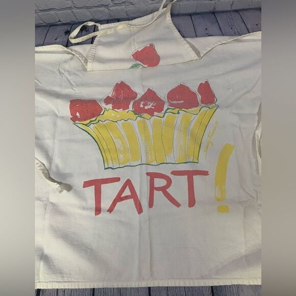 VINTAGE Pink Yellow Sandy Tarr Artist Pop Art Graphic Retro Holiday TART Apron - Picture 1 of 9